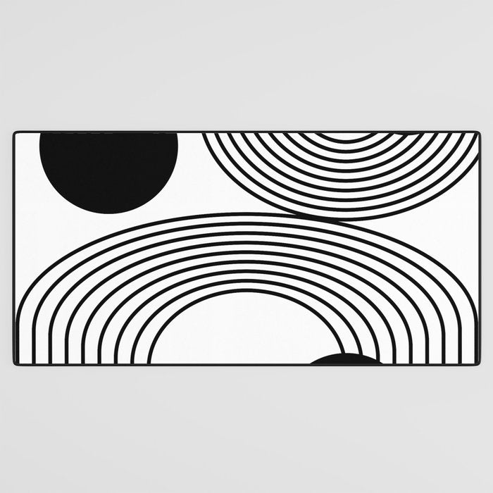 Modern Minimalist Line Art in Black and White Desk Mat Gallery Image 3