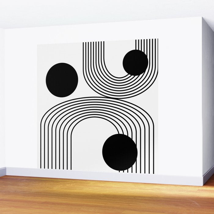 Modern Minimalist Line Art in Black and White Wall Mural Gallery Image 2