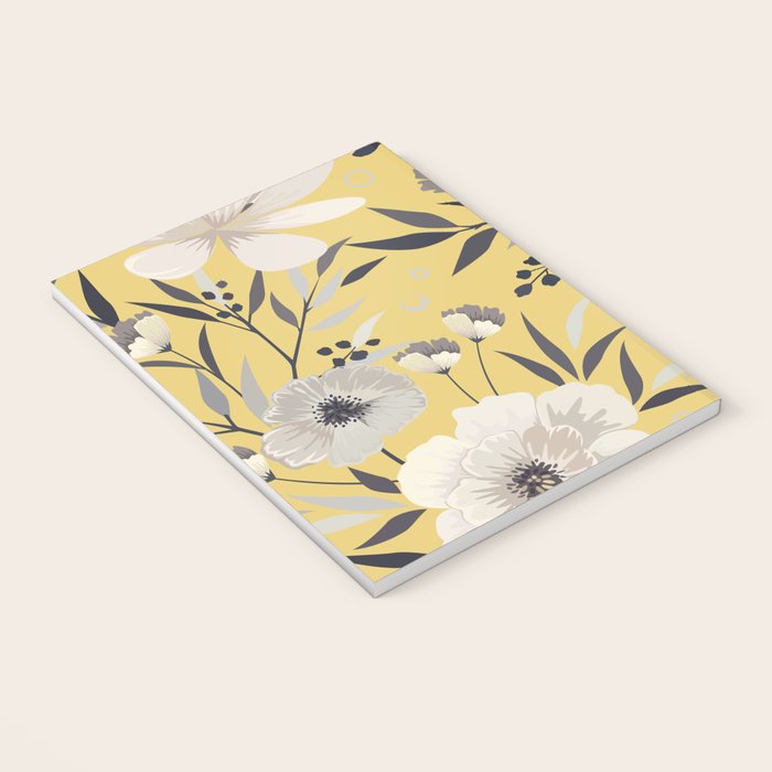 Modern, Floral Prints, Yellow and Gray Notebook Gallery Image 3
