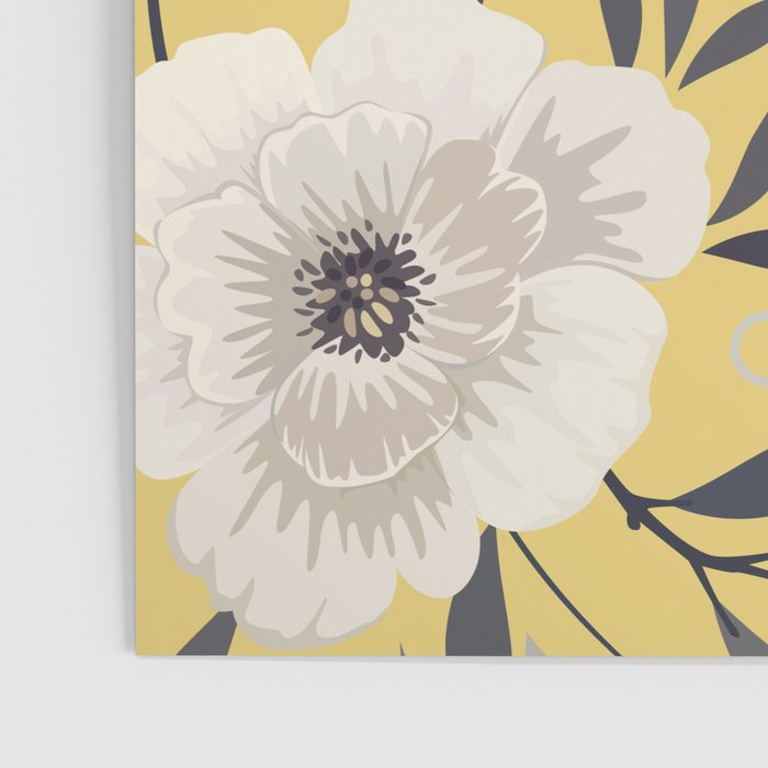 Modern, Floral Prints, Yellow and Gray Poster Gallery Image 3