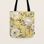 Modern, Floral Prints, Yellow and Gray Tote Bag Gallery Image 1