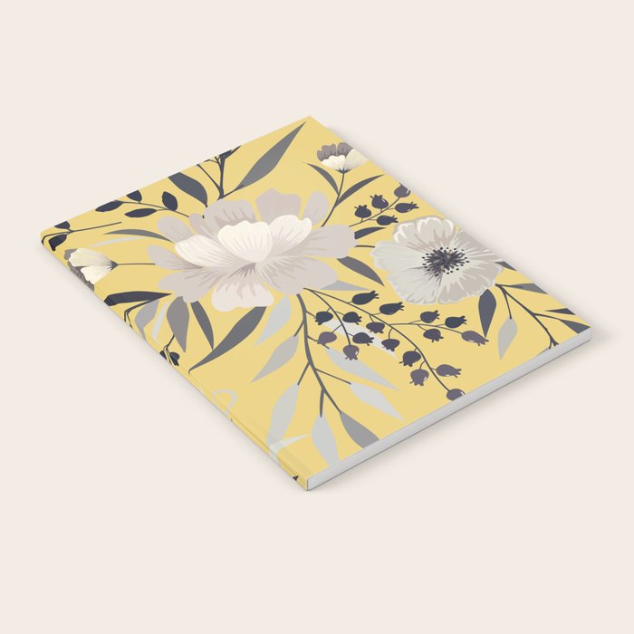 Modern, Floral Prints, Yellow and Gray Notebook Gallery Image 2