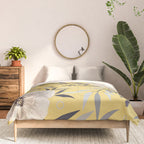 Modern, Floral Prints, Yellow and Gray Comforter Gallery Image 3