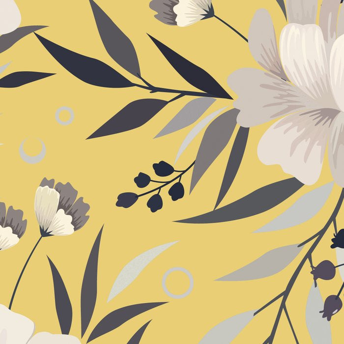 Modern, Floral Prints, Yellow and Gray Coffee Mug Gallery Image 2
