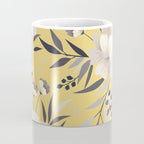 Modern, Floral Prints, Yellow and Gray Coffee Mug Gallery Image 4