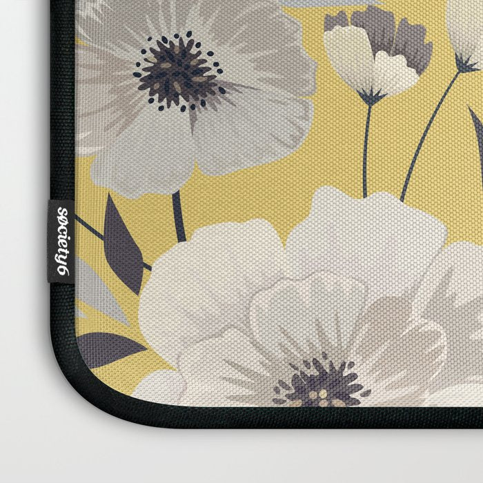 Modern, Floral Prints, Yellow and Gray Laptop Sleeve Gallery Image 3