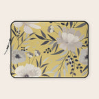 Modern, Floral Prints, Yellow and Gray Laptop Sleeve Gallery Image 1