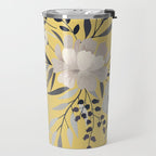 Modern, Floral Prints, Yellow and Gray Travel Mug Gallery Image 2