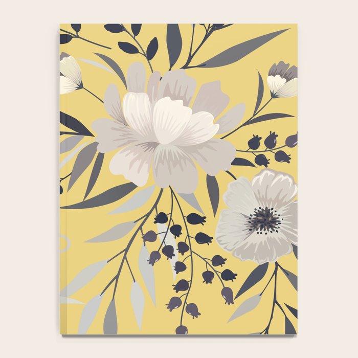 Modern, Floral Prints, Yellow and Gray Notebook Gallery Image 4