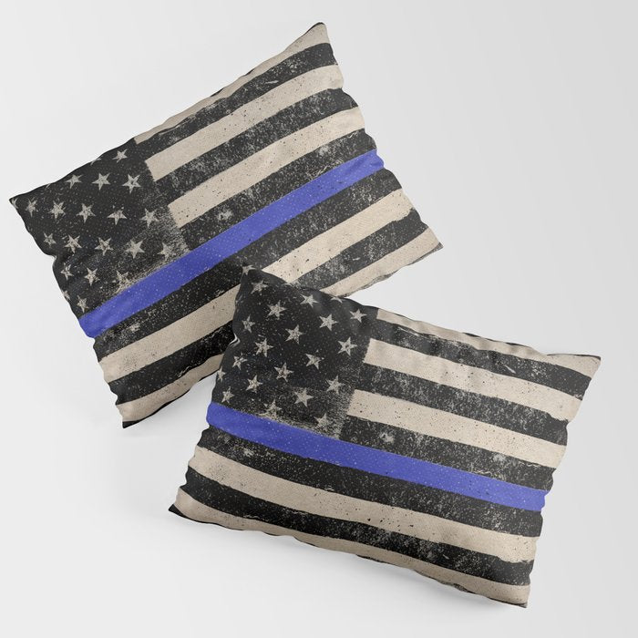 Thin Blue Line Police Flag First Responder USA Hero Pillow Sham Gallery Image 3