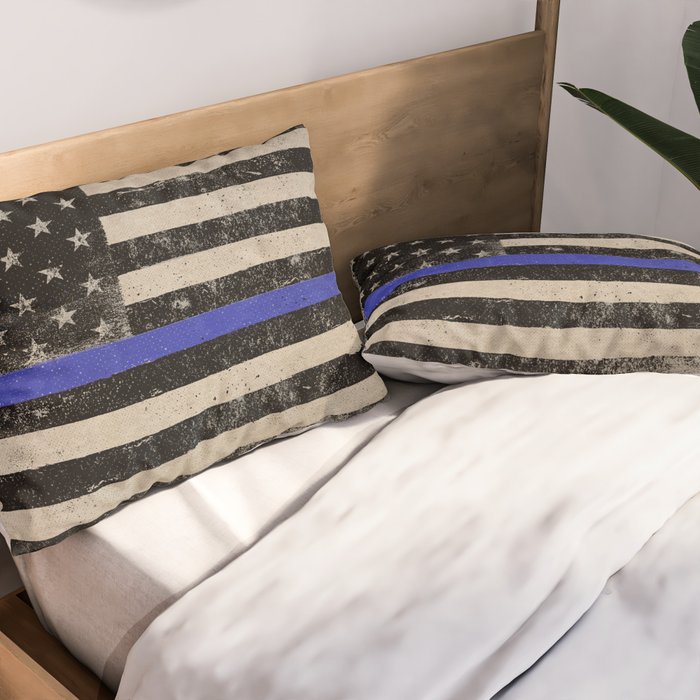 Thin Blue Line Police Flag First Responder USA Hero Pillow Sham Gallery Image 2