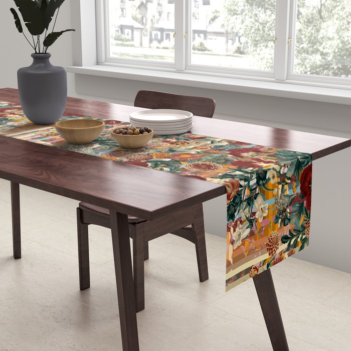 Floral and Tartan Pattern Table Runner Gallery Image 2