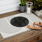 Deep Black Organic Artwork Outdoor Rug Gallery Image 2