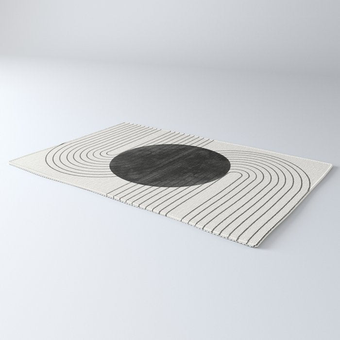 Deep Black Organic Artwork Rug Gallery Image 3