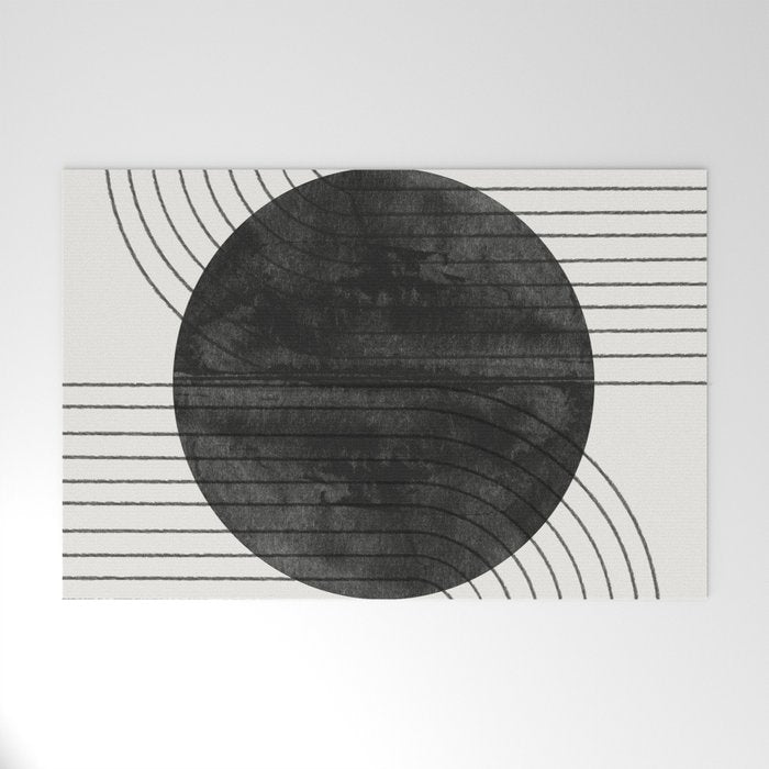 Deep Black Organic Artwork Welcome Mat Gallery Image 1