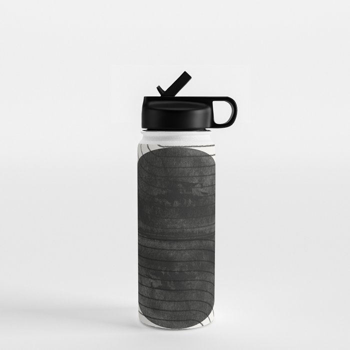 Deep Black Organic Artwork Water Bottle Gallery Image 1