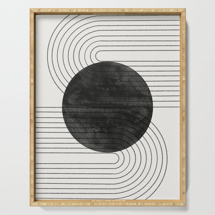 Deep Black Organic Artwork Serving Tray Gallery Image 1