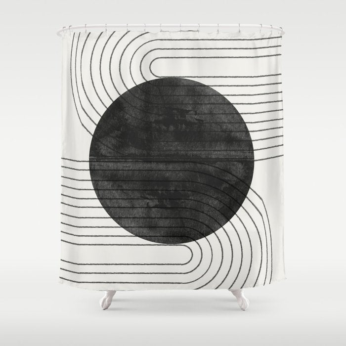 Deep Black Organic Artwork Shower Curtain Gallery Image 1