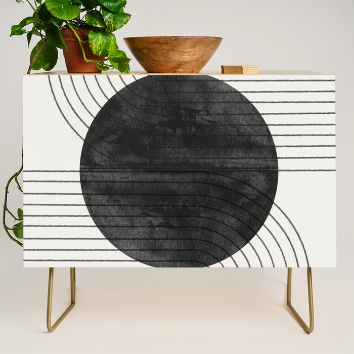 Deep Black Organic Artwork Credenza Gallery Image 1