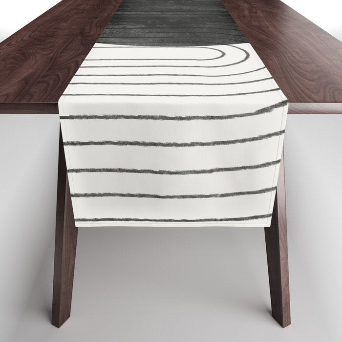 Deep Black Organic Artwork Table Runner Gallery Image 1