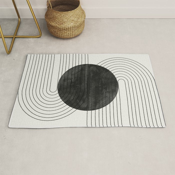 Deep Black Organic Artwork Rug Gallery Image 1