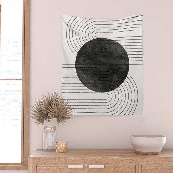Deep Black Organic Artwork Wall Tapestry Gallery Image 2