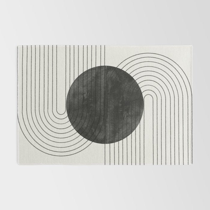 Deep Black Organic Artwork Rug Gallery Image 2