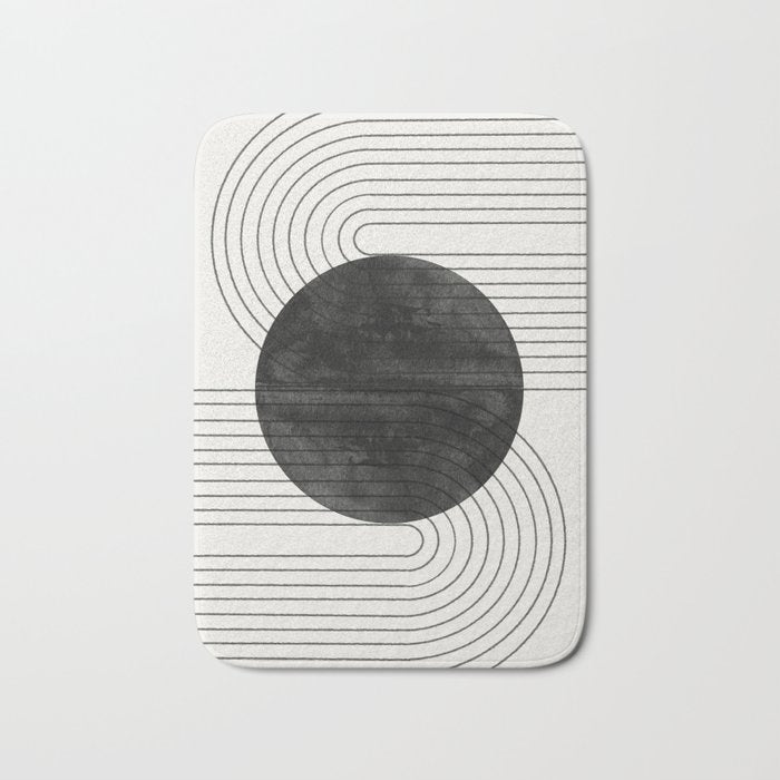 Deep Black Organic Artwork Bath Mat Gallery Image 1
