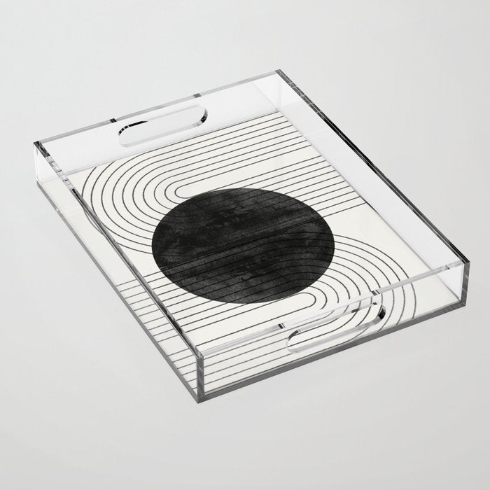 Deep Black Organic Artwork Acrylic Tray Gallery Image 1