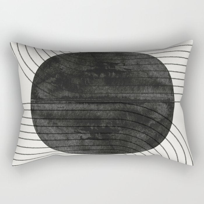 Deep Black Organic Artwork Rectangular Pillow Gallery Image 2
