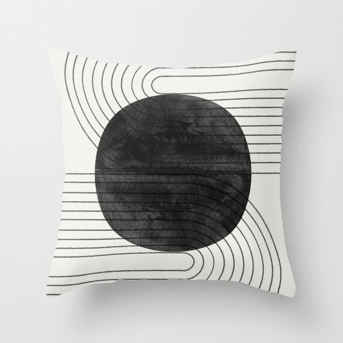 Deep Black Organic Artwork Throw Pillow Gallery Image 6