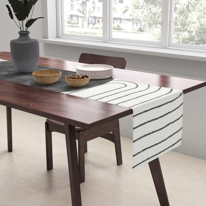 Deep Black Organic Artwork Table Runner Gallery Image 2