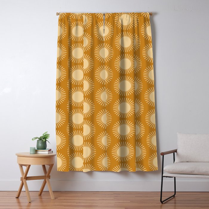 Boho Summer Sun Pattern II Desert Orange Window Curtain Gallery Image 5