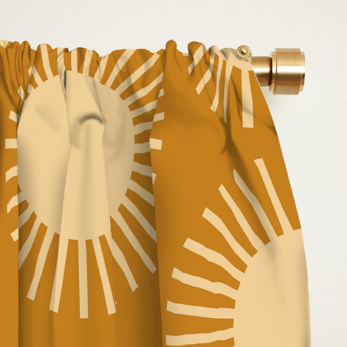 Boho Summer Sun Pattern II Desert Orange Window Curtain Gallery Image 2