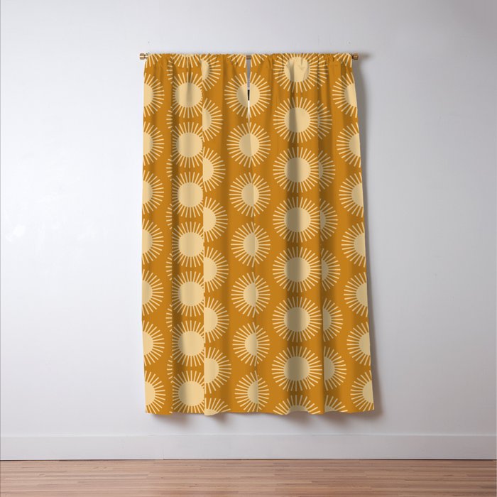 Boho Summer Sun Pattern II Desert Orange Window Curtain Gallery Image 3