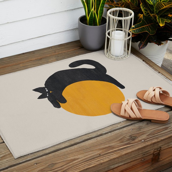 Cat with ball Outdoor Rug Gallery Image 2