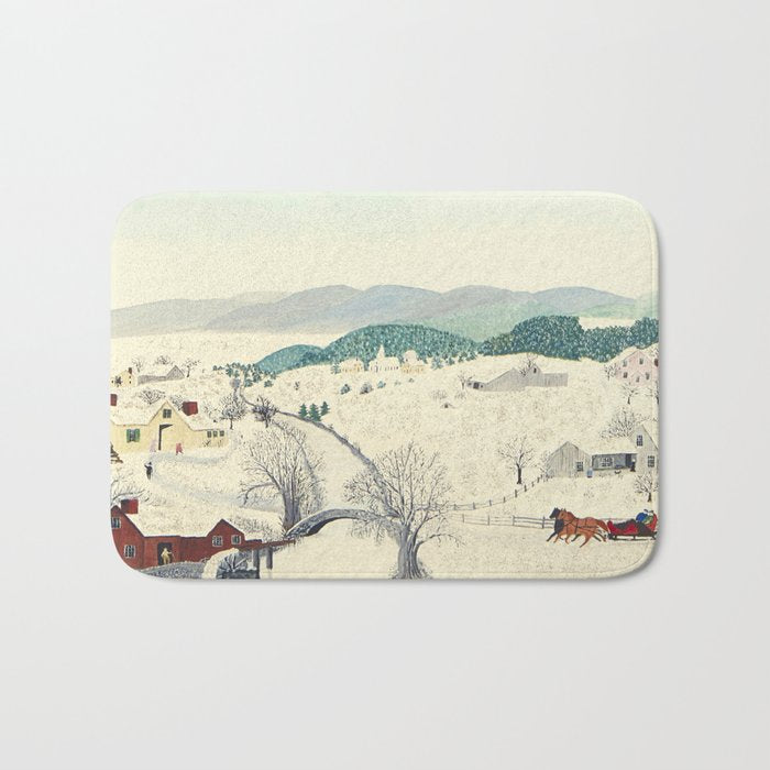 Anna Mary Robertson 'Grandma' Moses To Grandma's House We Go on Thanksgiving Day Folk Art Bath Mat Gallery Image 1