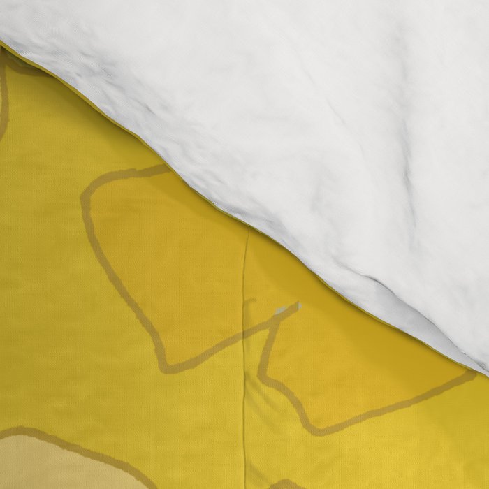 retro flower 70s mustard yellow pattern handdrawn by surfy birdy Comforter Gallery Image 4