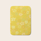 retro flower 70s mustard yellow pattern handdrawn by surfy birdy Bath Mat Gallery Image 1