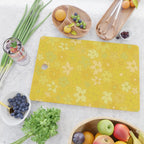 retro flower 70s mustard yellow pattern handdrawn by surfy birdy Cutting Board Gallery Image 2