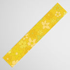 retro flower 70s mustard yellow pattern handdrawn by surfy birdy Table Runner Gallery Image 3