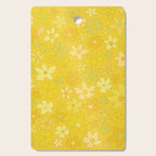 retro flower 70s mustard yellow pattern handdrawn by surfy birdy Cutting Board Gallery Image 1