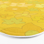 retro flower 70s mustard yellow pattern handdrawn by surfy birdy Bath Mat Gallery Image 3