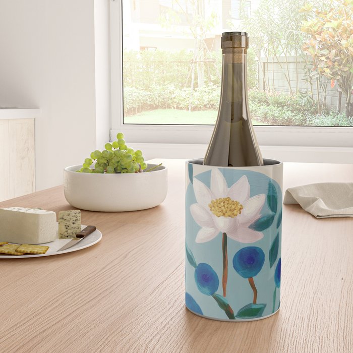 Stylized Lotus Flower Art Wine Chiller Gallery Image 4