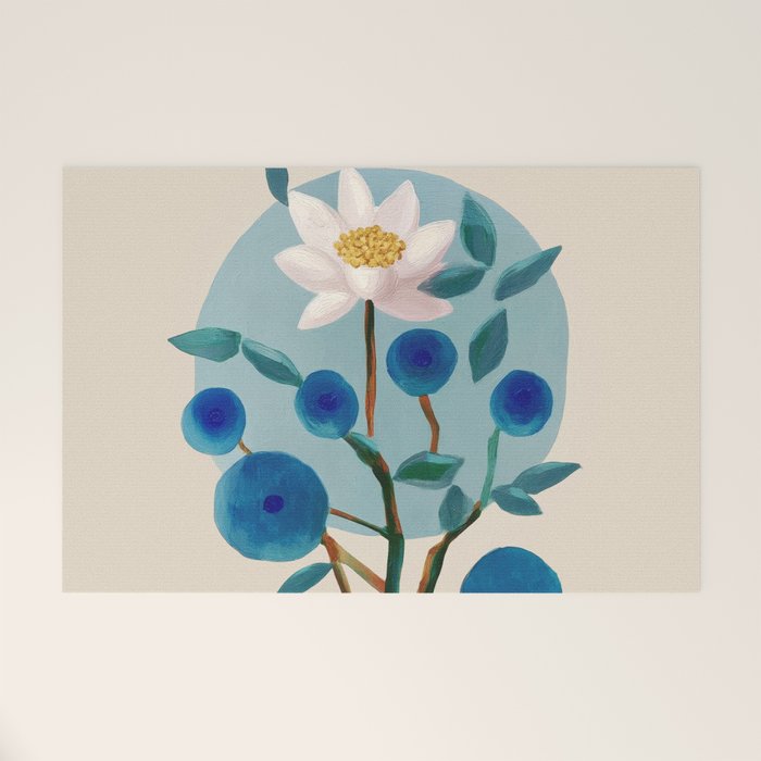 Stylized Lotus Flower Art Welcome Mat Gallery Image 1