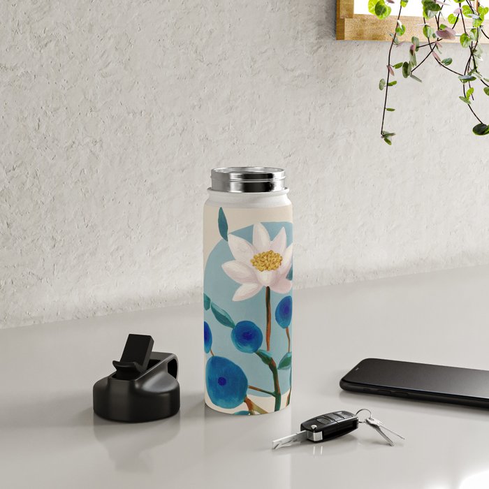 Stylized Lotus Flower Art Water Bottle Gallery Image 4