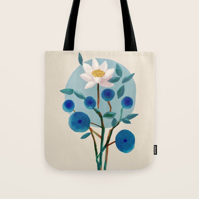 Stylized Lotus Flower Art Tote Bag Gallery Image 1
