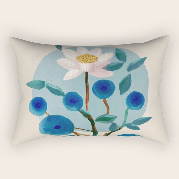 Stylized Lotus Flower Art Rectangular Pillow Gallery Image 1