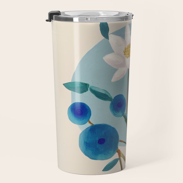 Stylized Lotus Flower Art Travel Mug Gallery Image 3