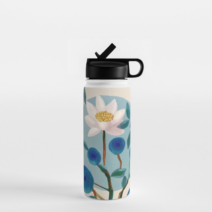 Stylized Lotus Flower Art Water Bottle Gallery Image 1